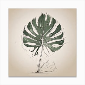 Large Monstera leaf Picasso style 4 Canvas Print