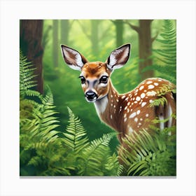 Fawn In The Forest 3 Canvas Print