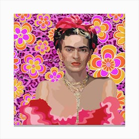 Frida Kahlo in Fuschia Canvas Print