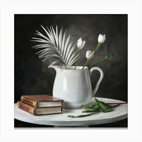 Tulips And Books Canvas Print