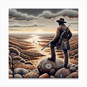 Man On A Rock Canvas Print