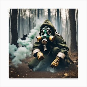 Gas Mask In The Forest 2 Canvas Print