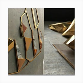 Gold Geometric Sculptures Canvas Print