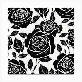 Black Roses Seamless Pattern Canvas Print