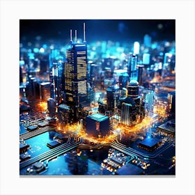 Cityscape At Night 4 Canvas Print