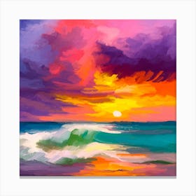Waves Under Sunset Canvas Print