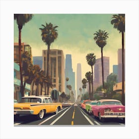 Vintage Cars In Los Angeles 1 Canvas Print