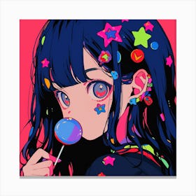 Anime Girl With Lollipop Canvas Print