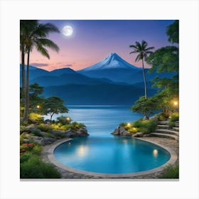 Pool At Dusk Canvas Print