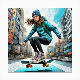 Skateboarder Girl Canvas Print