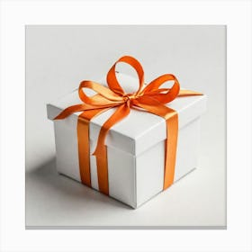 Gift Box With Orange Ribbon 1 Canvas Print