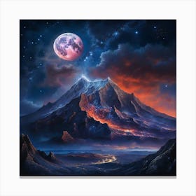 Moonlight Over The Mountains Canvas Print