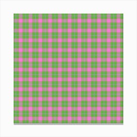 Pink And Green Plaid Fabric Canvas Print