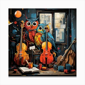 Owls And Music Canvas Print