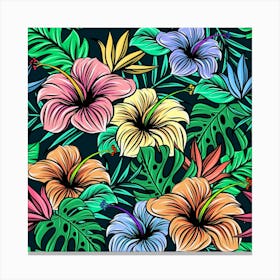 Hibiscus Flower Plant Tropical 3 Canvas Print