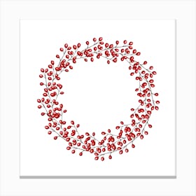 Christmas Wreath With Red Berries Canvas Print