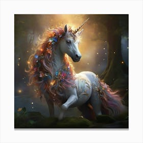 Unicorn In The Forest Canvas Print