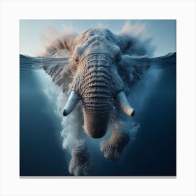 Elephant In The Water 1 Canvas Print