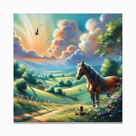 Horse In The Countryside Canvas Print