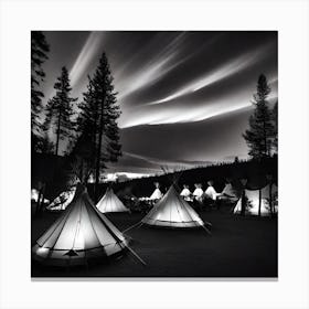 Teepees At Night 24 Canvas Print