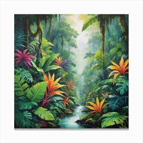 Tropical Jungle Art Print Paintings 7 Canvas Print