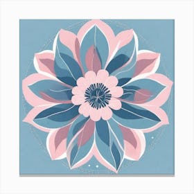 A White And Pink Flower In Minimalist Style Square Composition 94 Canvas Print