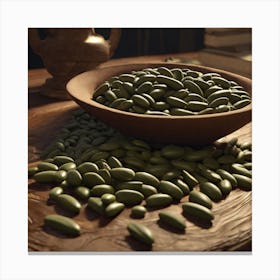 Green Beans In A Bowl Canvas Print