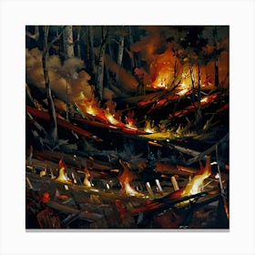 Fire In The Woods Canvas Print