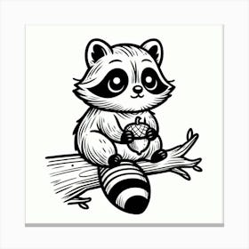 Line Art raccoon 1 Canvas Print