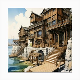 Wooden palace by the sea 1 Canvas Print