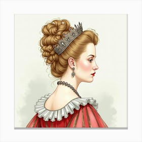 Queen Elizabeth I In A Graceful Watercolor Style, With Intricate Details 1 Canvas Print