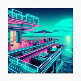 Neon House On The Beach Canvas Print
