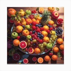 Absolute Reality V16 Top View Healthy Fruits Arrangement Highl 1 Canvas Print