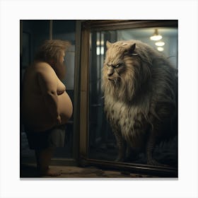 Fat Is Standing In Front Of A Mirror Canvas Print