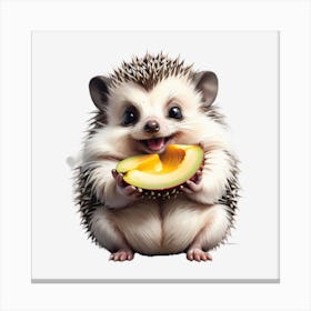 Hedgehog Eating Mango Canvas Print