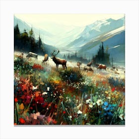 Elk In The Meadow 1 Canvas Print