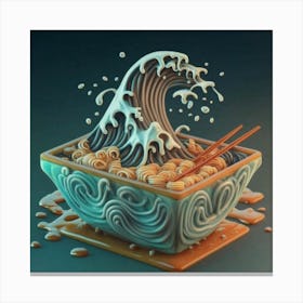 Great Kanagawa Acrylic Ramen Block 3d Render 4 Canvas Print