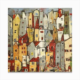 Grey Houses Square Canvas Print