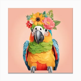 Floral Baby Parrot Nursery Illustration (23) Canvas Print