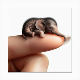 Baby Elephant On Finger Canvas Print