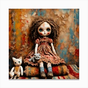 Rag Doll And A Cat Canvas Print