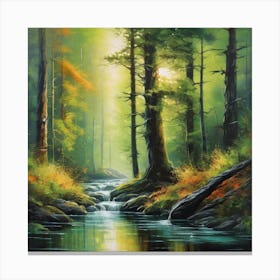 Stream In The Forest 3 Canvas Print