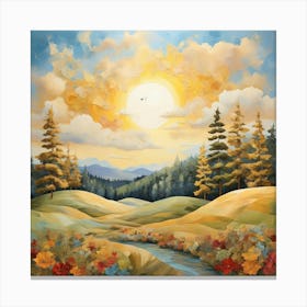 Leonardo Diffusion Xl A Vibrant Daytime Landscape Featuring A 2 (1) Canvas Print