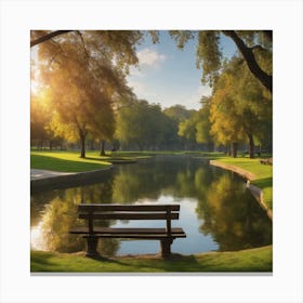 Park Bench In The Park Canvas Print