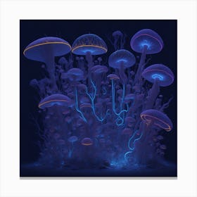 Neon Mushrooms (5) 1 Canvas Print