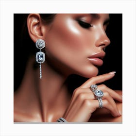 Woman Wearing Diamond Jewelry Canvas Print