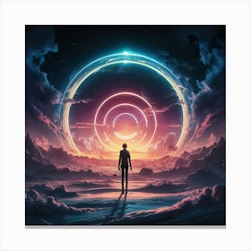 Man Standing In Front Of A Circle Canvas Print