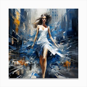 Woman In Blue Dress 2 Canvas Print