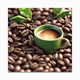Coffee Cup On Coffee Beans 3 Canvas Print