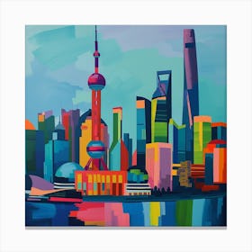 Abstract Travel Collection Shanghai China 4 Canvas Print